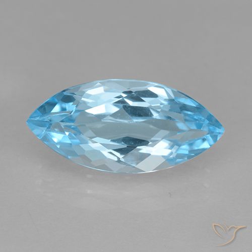 3.82ct Naturale Celeste Topazio, Taglio marquise, VVS-VS