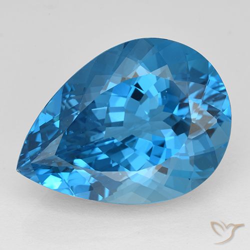 25.35ct Naturale Blu svizzero Topazio, Forma a pera, VVS