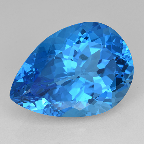 Topazio Blu svizzero naturale da 25.96 ct, Forma a pera, VVS