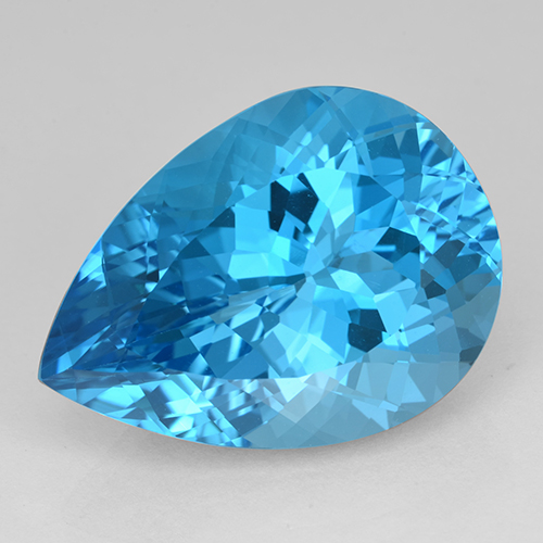 Topazio naturale blu da 26,49 ct, taglio a pera, IF