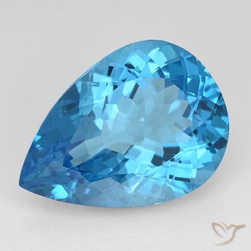 21.70ct Naturale Blu svizzero Topazio, Forma a pera, IF