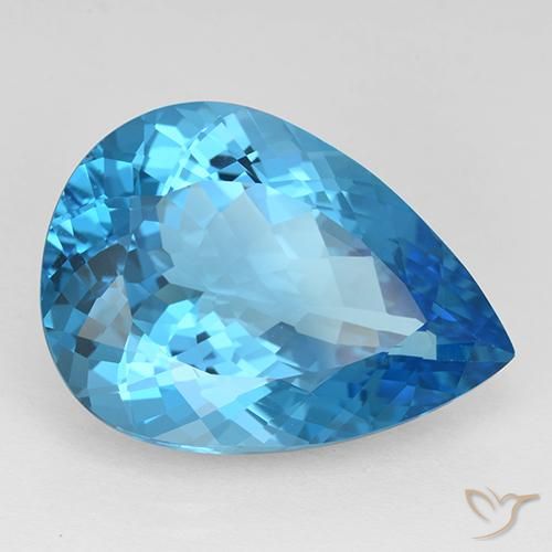 Topazio Blu svizzero naturale da 21.70 ct, Forma a pera, IF