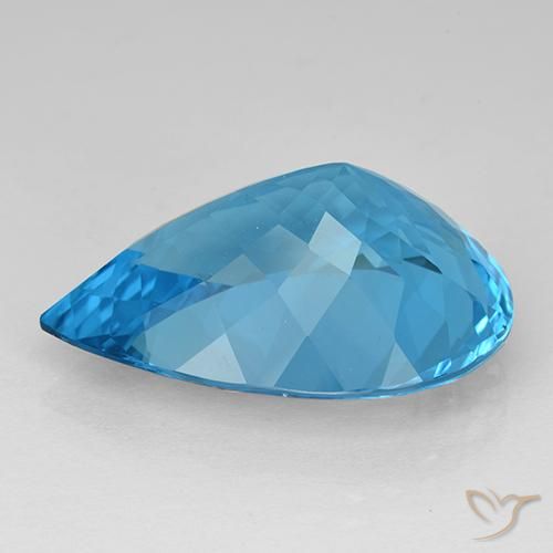 Topazio Blu svizzero naturale da 21.70 ct, Forma a pera, IF
