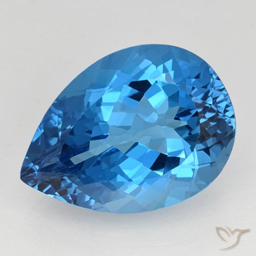 Topazio Blu svizzero naturale da 25.31 ct, Forma a pera, VVS