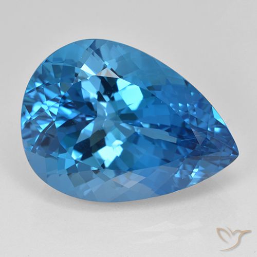 25.03ct Naturale Blu svizzero Topazio, Forma a pera, VVS