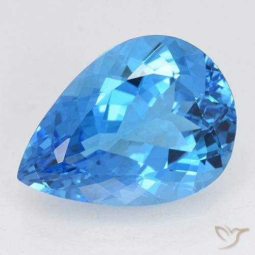 24.07ct Naturale Blu svizzero Topazio, Forma a pera, VVS