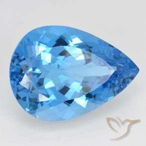 Topazio Blu svizzero naturale da 24.07 ct, Forma a pera, VVS