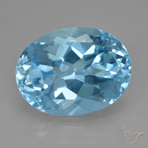 Topazio naturale blu da 24,36 ct, taglio ovale, VVS