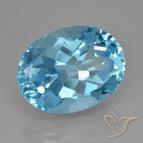 Topazio naturale blu da 24,36 ct, taglio ovale, VVS
