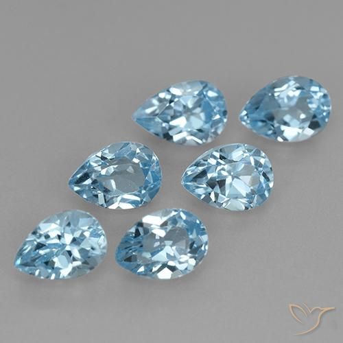 Gemme di Topazio Blu svizzero naturale da 3.85 ct, Forma a pera, VS