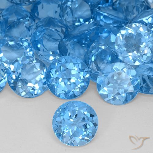 4.43ct Naturale Blu svizzero Topazio, Rotondo, VVS-VS