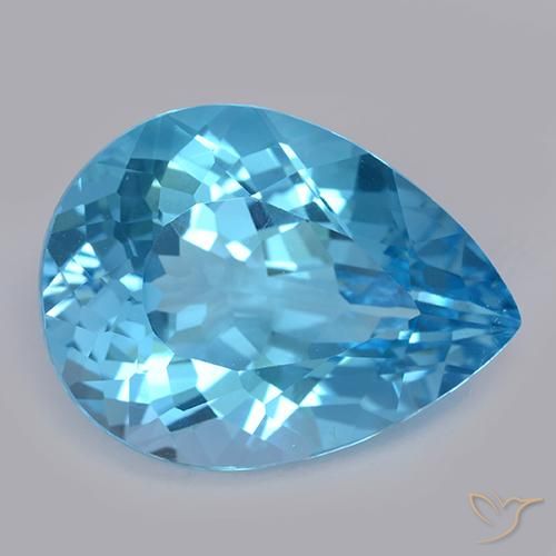 Topazio Blu svizzero naturale da 32.57 ct, Forma a pera, VVS