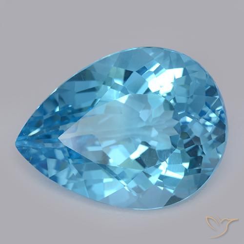 Topazio Blu svizzero naturale da 32.57 ct, Forma a pera, VVS