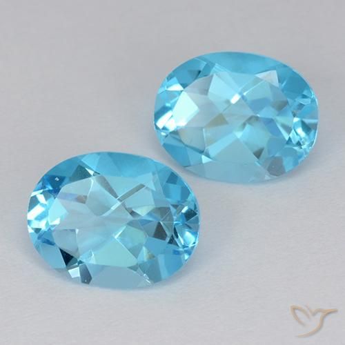 Gemme di Topazio Blu svizzero naturale da 4.16 ct, Ovale, VVS-VS