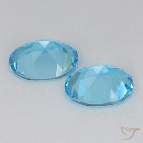 Gemme di Topazio Blu svizzero naturale da 4.16 ct, Ovale, VVS-VS