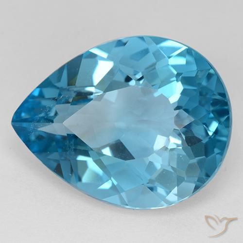 Topazio Blu svizzero naturale da 30.91 ct, Forma a pera, VVS