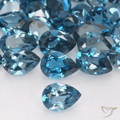 0.79ct Naturale Blu London Topazio, Forma a pera, VVS-VS