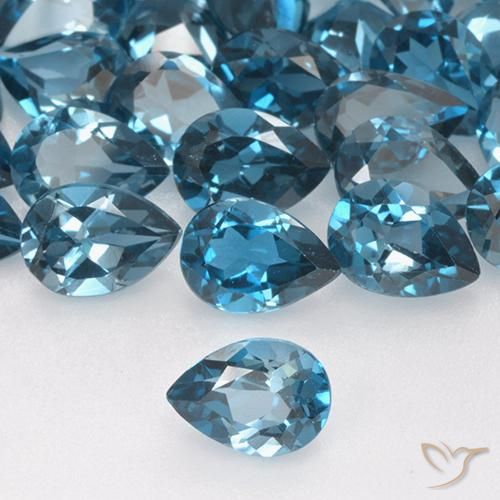 Topazio Blu London naturale da 0.79 ct, Forma a pera, VVS-VS