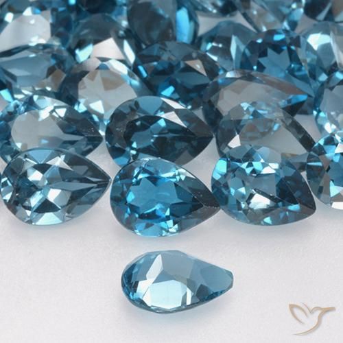 Topazio Blu London naturale da 0.79 ct, Forma a pera, VVS-VS