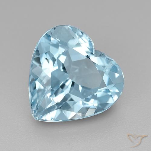 Topazio Celeste naturale da 4.06 ct, Cuore, VVS-VS
