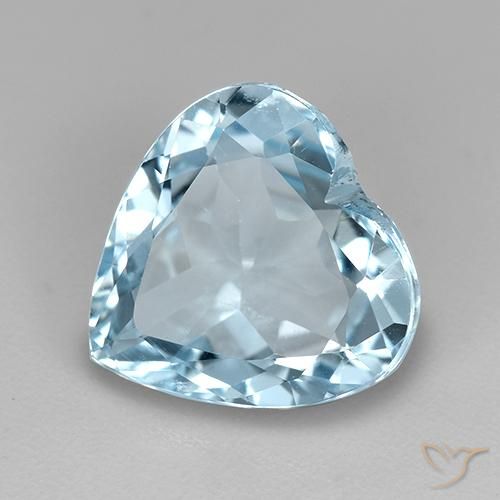Topazio Celeste naturale da 3.81 ct, Cuore, VVS-VS
