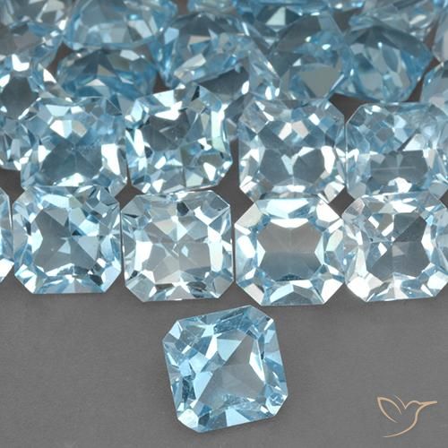 Topazio Celeste naturale da 3.04 ct, Ottagonale / Taglio smeraldo, VVS-VS