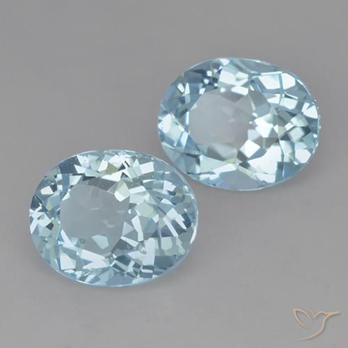 Gemme di Topazio Celeste naturale da 6.84 ct, Ovale, VVS-VS
