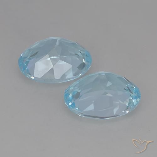 Gemme di Topazio Celeste naturale da 6.84 ct, Ovale, VVS-VS