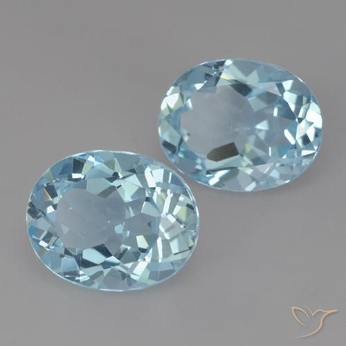 Gemme di Topazio Celeste naturale da 6.56 ct, Ovale, VVS-VS