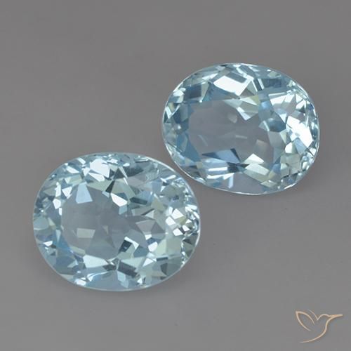 Gemme di Topazio Celeste naturale da 6.67 ct, Ovale, VVS