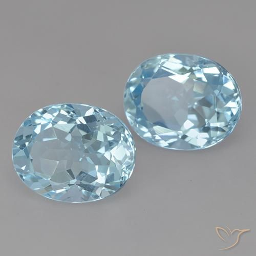 Gemme di Topazio Celeste naturale da 6.89 ct, Ovale, VVS-VS