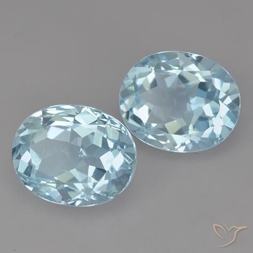 Gemme di Topazio Celeste naturale da 6.64 ct, Ovale, VVS-VS