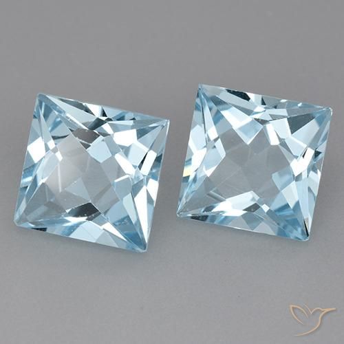Gemme di Topazio Celeste naturale da 6.31 ct, Quadrato, VVS-VS