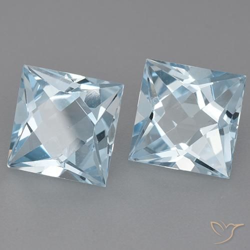 Gemme di Topazio Celeste naturale da 6.22 ct, Quadrato, VVS