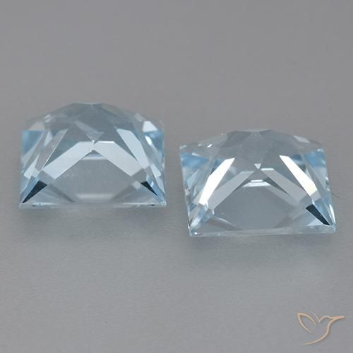 Gemme di Topazio Celeste naturale da 6.22 ct, Quadrato, VVS
