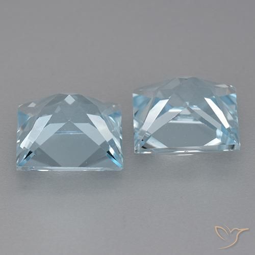 Gemme di Topazio Celeste naturale da 6.29 ct, Quadrato, VVS-VS