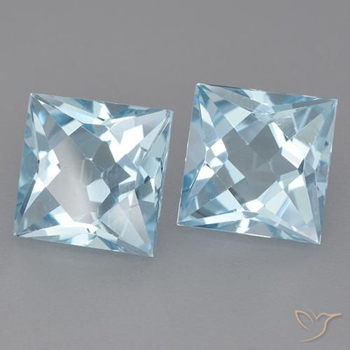 Gemme di Topazio Celeste naturale da 6.58 ct, Quadrato, VVS