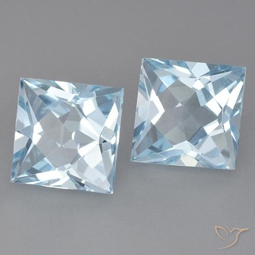 Gemme di Topazio Celeste naturale da 6.11 ct, Quadrato, VVS