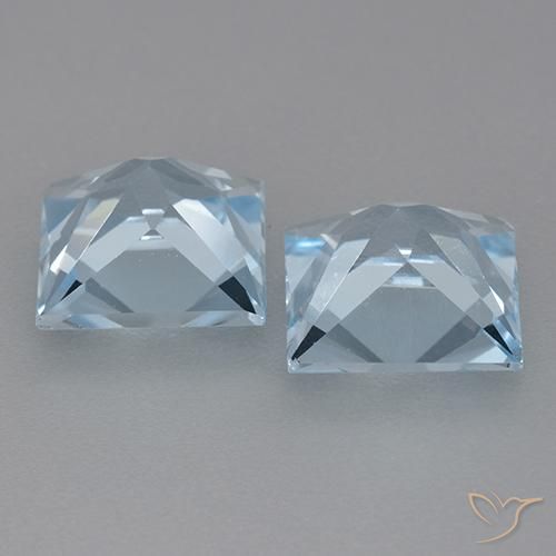 Gemme di Topazio Celeste naturale da 6.11 ct, Quadrato, VVS