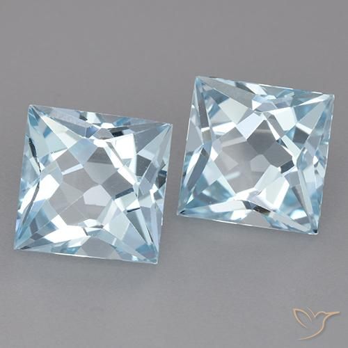 Gemme di Topazio Celeste naturale da 6.59 ct, Quadrato, VVS