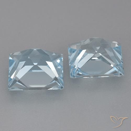 Gemme di Topazio Celeste naturale da 6.59 ct, Quadrato, VVS