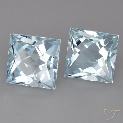 Gemme di Topazio Celeste naturale da 6.20 ct, Quadrato, VVS