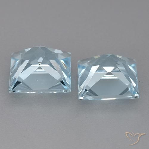 Gemme di Topazio Celeste naturale da 6.20 ct, Quadrato, VVS