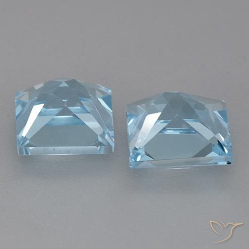 Gemme di Topazio Celeste naturale da 6.43 ct, Quadrato, VVS
