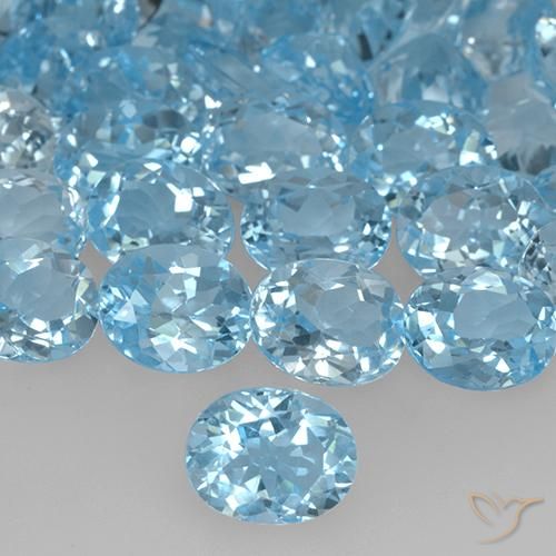 3.38ct Naturale Celeste Topazio, Ovale, VVS-VS