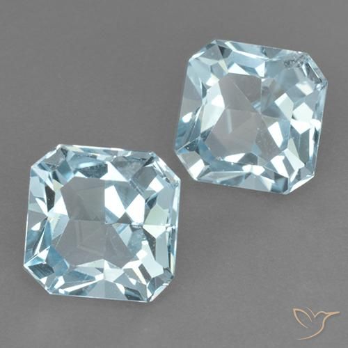 Gemme di Topazio Celeste naturale da 6.29 ct, Ottagonale / Taglio smeraldo, VVS-VS