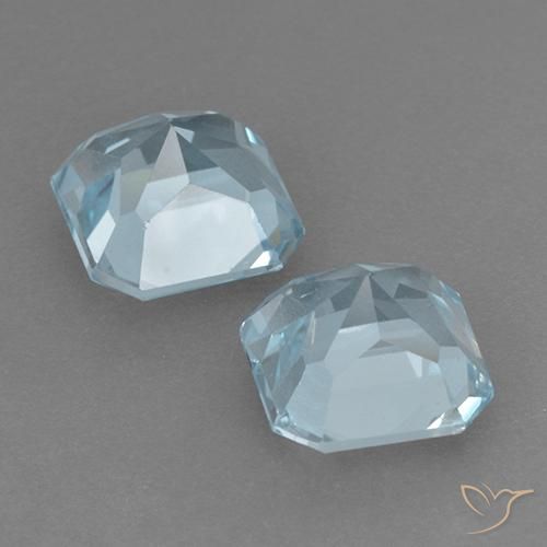 Gemme di Topazio Celeste naturale da 6.29 ct, Ottagonale / Taglio smeraldo, VVS-VS