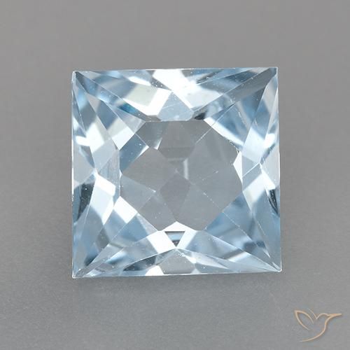 Topazio naturale blu da 2,89 ct, quadrato, VVS-VS
