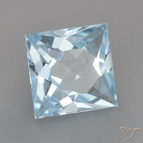 Topazio naturale blu da 2,89 ct, quadrato, VVS-VS