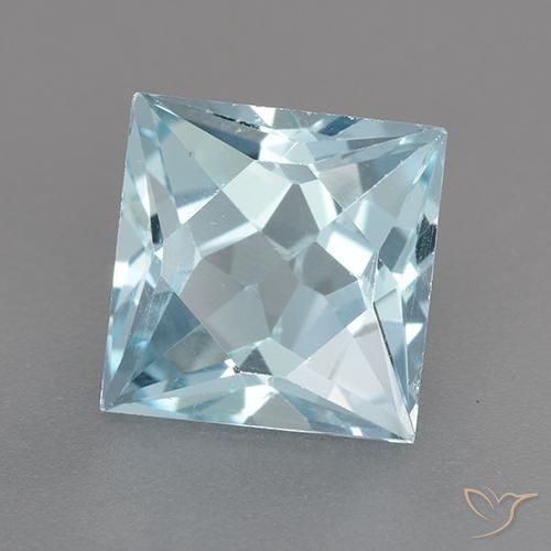 Topazio Celeste naturale da 3.18 ct, Quadrato, VVS-VS